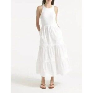 New J Crew Size XXS Vintage rib high-neck cutaway tank dress with poplin skirt